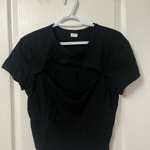 TNA Black Fitted Short Sleeve Cutout Tee